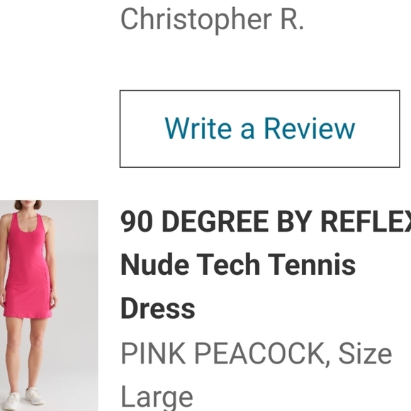 90 Degree by Reflex Pink Peacock Nude Tech Tennis Dress L - Picture 10 of 10